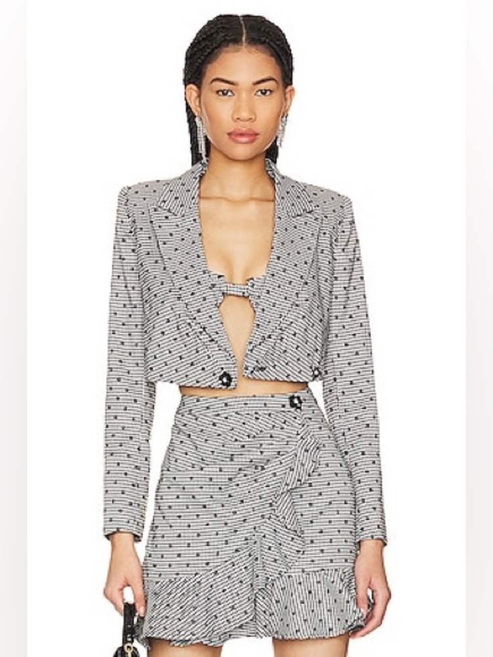 NWOT Majorelle M Cropped Floral Black & White Patterned Blazer Jacket